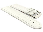 Leather Watch Strap CROCO RM White/White 28mm