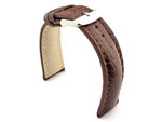 Genuine Crocodile Leather Watch Strap Band Mississippi Dark Brown/Brown 22mm