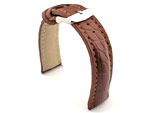 Genuine Crocodile Leather Watch Strap Band Mississippi Brown/Brown 20mm