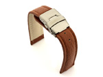 Genuine Leather Watch Strap Freiburg Deployment Clasp Brown / Brown 24mm