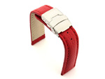 Genuine Leather Watch Strap Freiburg Deployment Clasp Red / Red 24mm