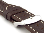 Padded Watch Strap Genuine Leather FREIBURG VIP Dark Brown/White 18mm - Click Image to Close
