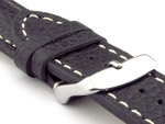 Padded Watch Strap Genuine Leather FREIBURG VIP Black/White 24mm