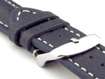 Padded Watch Strap Genuine Leather FREIBURG VIP Navy Blue/White 22mm