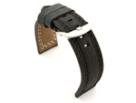 Waterproof Leather Watch Strap Galaxy Black 24mm