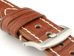 Genuine Leather Watch Strap CROCO GRAND PANOR Brown/White 24mm