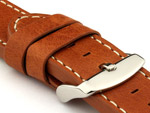 24mm Brown (Tan)/White - HAVANA Genuine Leather Watch Strap / Band