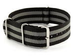 NATO G10 Watch Strap Bond-Style Military Nylon Divers Black/Grey 24mm