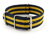 NATO G10 Watch Strap Military Nylon Divers (3 rings) Blue/Yellow 24mm