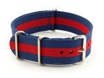 NATO G10 Watch Strap Military Nylon Divers 3 rings Blue/Red (3) 20mm