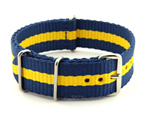 NATO G10 Watch Strap Military Nylon Divers 3 rings Blue/Yellow (3) 22mm
