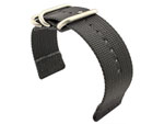 TWO-PIECE NATO Strong Nylon Watch Strap Divers Brushed Rings Black 20mm