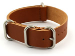 18mm Brown (Tan) - Genuine Leather Watch Strap / Band NATO VINTAGE, Military - Click Image to Close