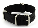 20mm Black - Nylon Watch Strap / Band Strong Heavy Duty (4/5 rings) Military - Click Image to Close