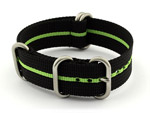 22mm Black/Green - Nylon Watch Strap/Band Strong Heavy Duty (4/5 rings) Military