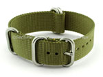 NATO Nylon Watch Strap Strong Heavy Duty (4/5 rings) Military Olive Green 22mm