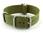 NATO Nylon Watch Strap Strong Heavy Duty (4/5 rings) Military Olive Green 18mm