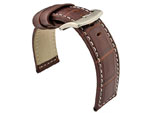 Genuine Leather Watch Strap CROCO PAN Dark Brown/White 22mm