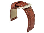 Genuine Leather Watch Strap CROCO PAN Brown/White 20mm