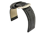 Genuine Leather Watch Strap CROCO PAN Black/White 22mm