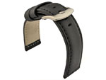 Genuine Leather Watch Strap PAN Black/Black 22mm