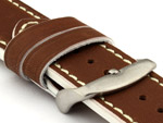 Genuine Leather Watch Band PORTO Brown/White 22mm