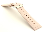 22mm Pink/White - Genuine Leather Watch Strap / Band RIDER, Perforated