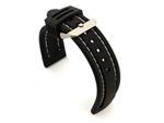 Silicon Rubber Waterproof Watch Strap Panor Black / White 24mm