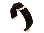 Silicon Rubber Waterproof Watch Strap Panor Black / Red 22mm