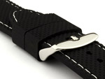24mm Black/White - Silicon Watch Strap / Band with Thread, Waterproof