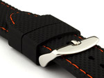 16mm Black/Orange - Silicon Watch Strap / Band with Thread, Waterproof