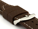 24mm Brown/White - Silicon Watch Strap / Band with Thread, Waterproof