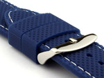 24mm Blue/White - Silicon Watch Strap / Band with Thread, Waterproof