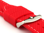 24mm Red/White - Silicon Watch Strap / Band with Thread, Waterproof