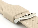 24mm Beige/White - Silicon Watch Strap / Band with Thread, Waterproof