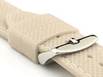 18mm Beige/White - Silicon Watch Strap / Band with Thread, Waterproof