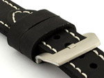 24mm Black/White - Genuine Leather Hand-Stitched Watch Strap/Band SIRIUS