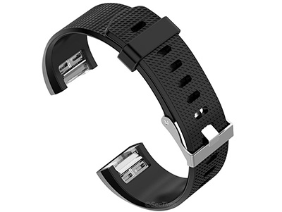 Replacement Silicone Watch Strap Band For Fitbit Charge 2 Black - Large