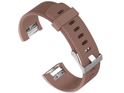 Replacement Silicone Watch Strap Band For Fitbit Charge 2 Brown - Large