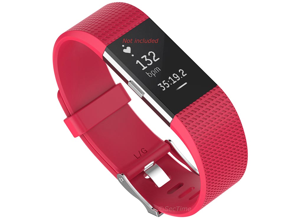 Replacement Silicone Watch Strap Band For Fitbit Charge 2 Red - Large - 01