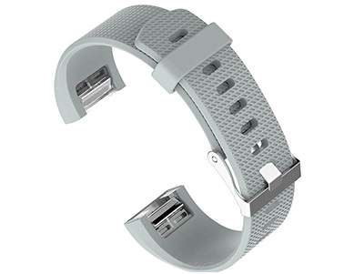 Replacement Silicone Watch Strap Band For Fitbit Charge 2 Light Grey - Large