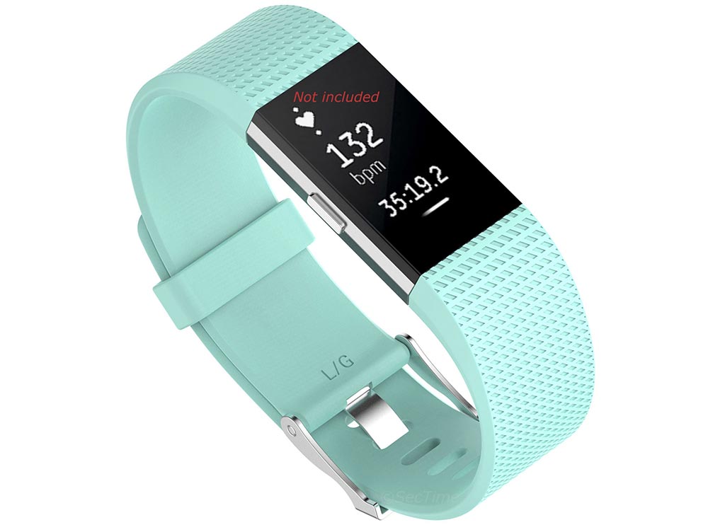 Replacement Silicone Watch Strap Band For Fitbit Charge 2 Cyan - Small - 01