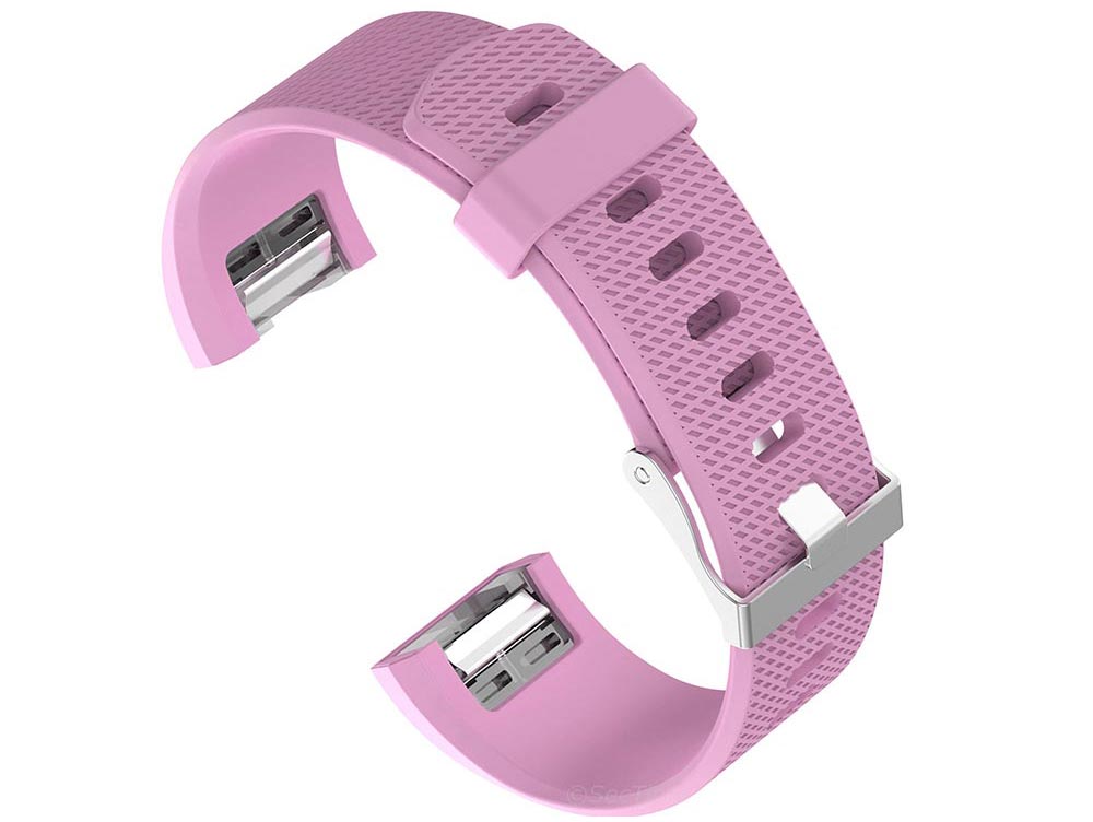 Replacement Silicone Watch Strap Band For Fitbit Charge 2 Pink - Large - 02