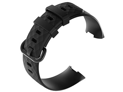 Replacement Silicone Watch Strap Band For Fitbit Charge 3 Black - Large