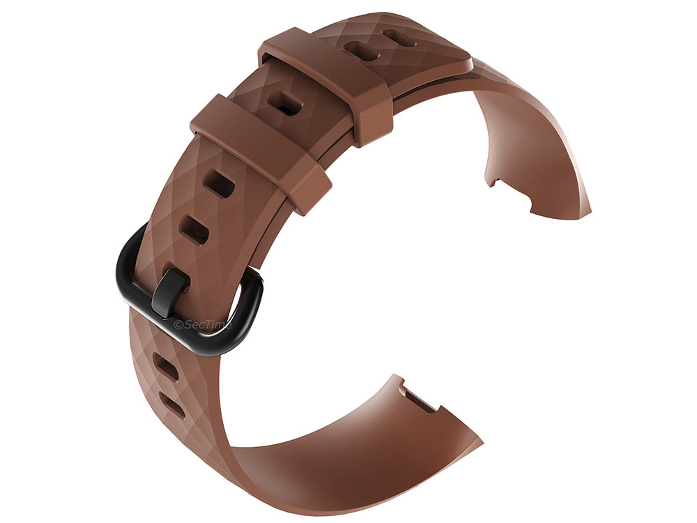 Replacement Silicone Watch Strap Band For Fitbit Charge 3 Brown - Large - 02