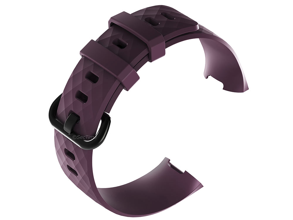 Replacement Silicone Watch Strap Band For Fitbit Charge 3 Purple - Large - 02