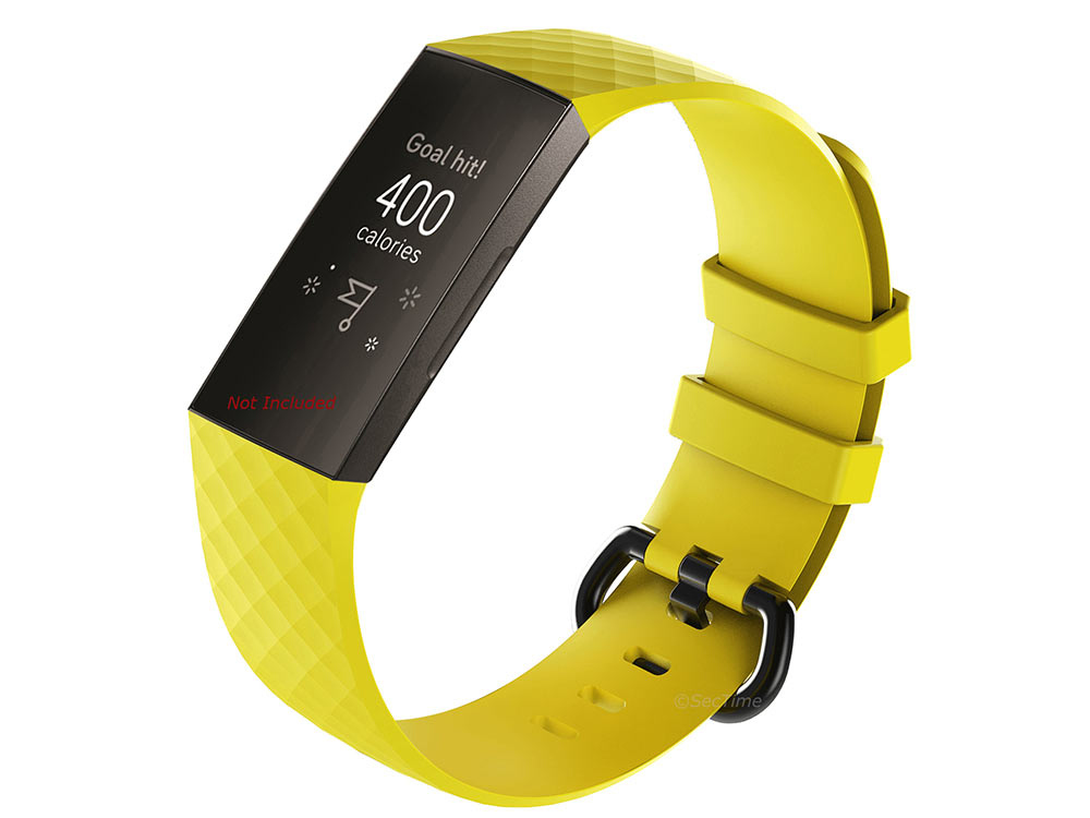 Replacement Silicone Watch Strap Band For Fitbit Charge 3 Yellow - Large - 01