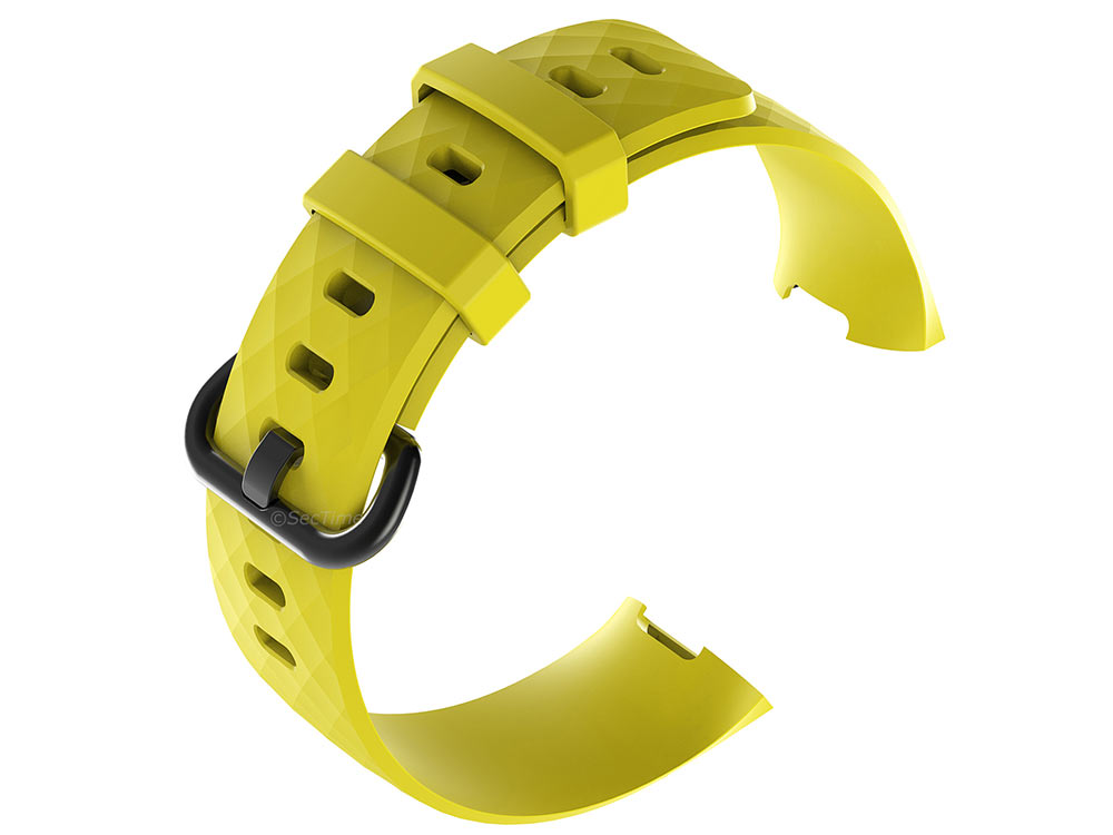 Replacement Silicone Watch Strap Band For Fitbit Charge 3 Yellow - Large - 02
