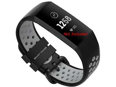 Silicone Watch Strap Band For Fitbit Charge 3, 4 Black/Grey - Universal - M2 