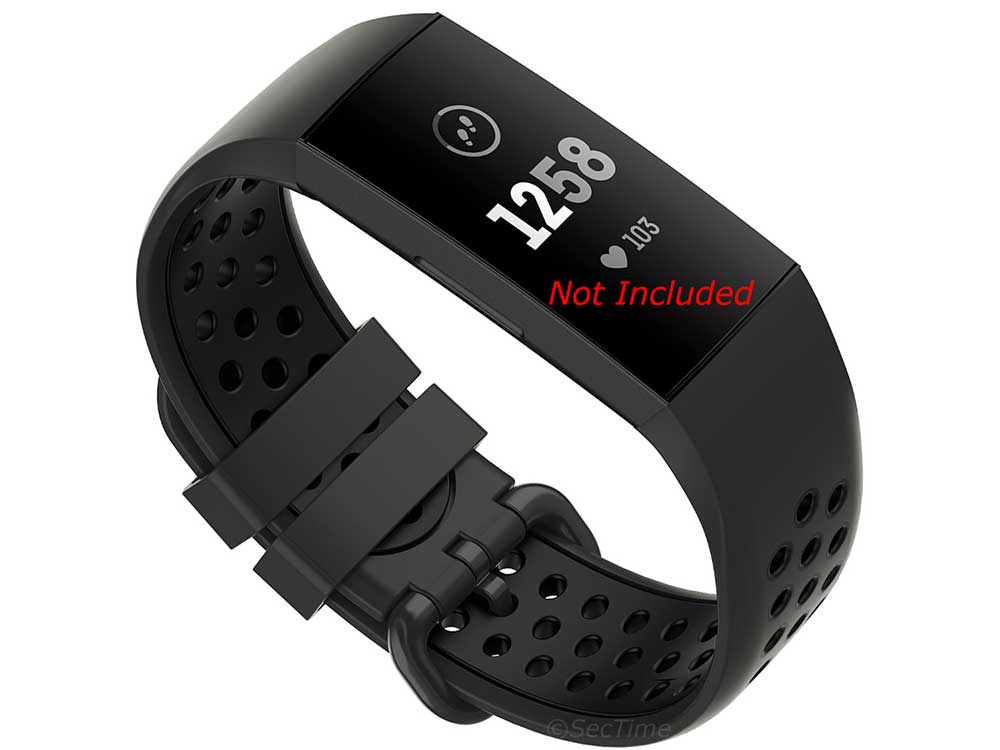 Replacement Silicone Watch Strap Band For Fitbit Charge 3, 4 Graphite/Black - Universal - 01